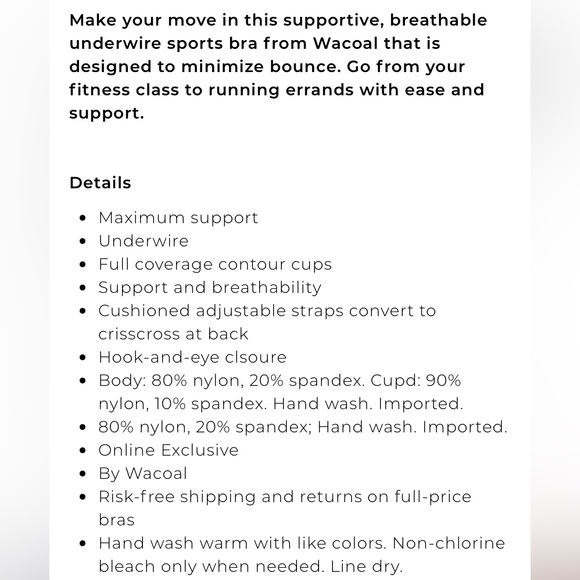 WACOAL I Bra Sports Bra Contour High Impact Black 853302 Size 38G - Picture 16 of 16